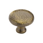 M Marcus Heritage Brass Cabinet Knob Victorian Round Hammered Design 38mm